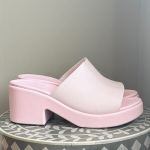 CROCS Brooklyn Slide Heels sz 11 in Pink Milk